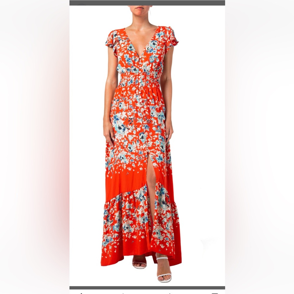 Miss Me Red Floral Maxi Dress